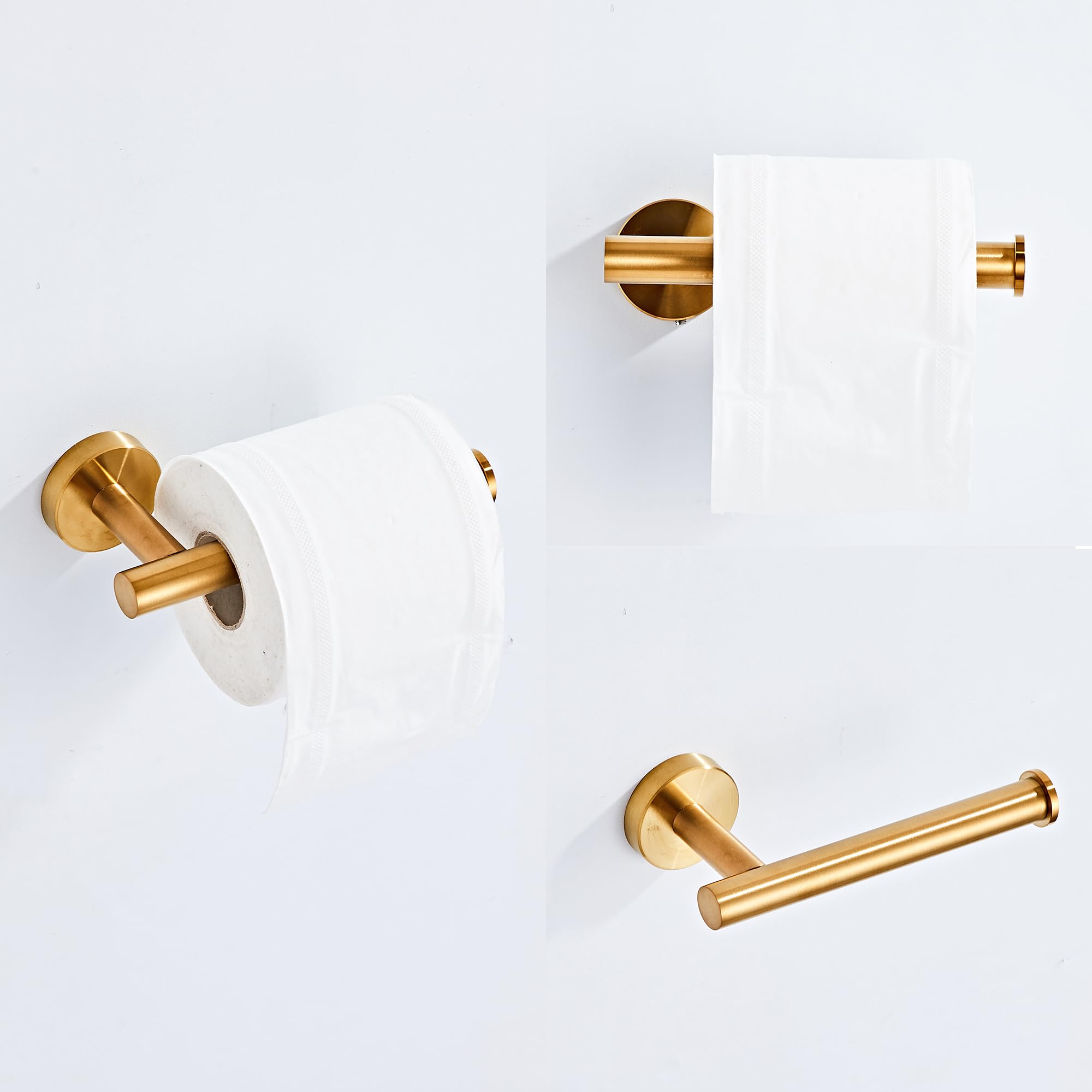 Brushed Gold Bathroom Hardware Set 5 Piece With Towel Racks For Bathroom, Sus304 Stainless Steel Bath Towel Bar Set, 24 Inch Wal